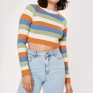 Striped Color Block Knitted Long Sleeve Top